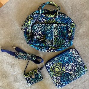 Vera Bradley Katalina Blues Bundle - laptop sleeve, weekender bag, wristlet